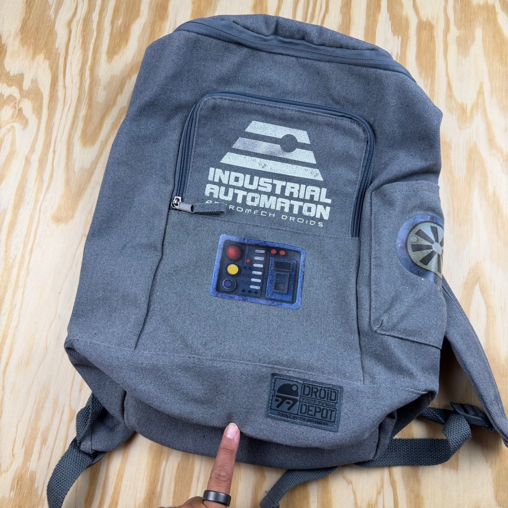 Star Wars Galaxys Edge Droid Depot Industrial Automation Gray Canvas Backpack
